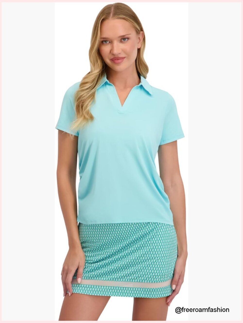 Women's Side Ruched Short Sleeve Polo Shirt UPF 50+ Stretch